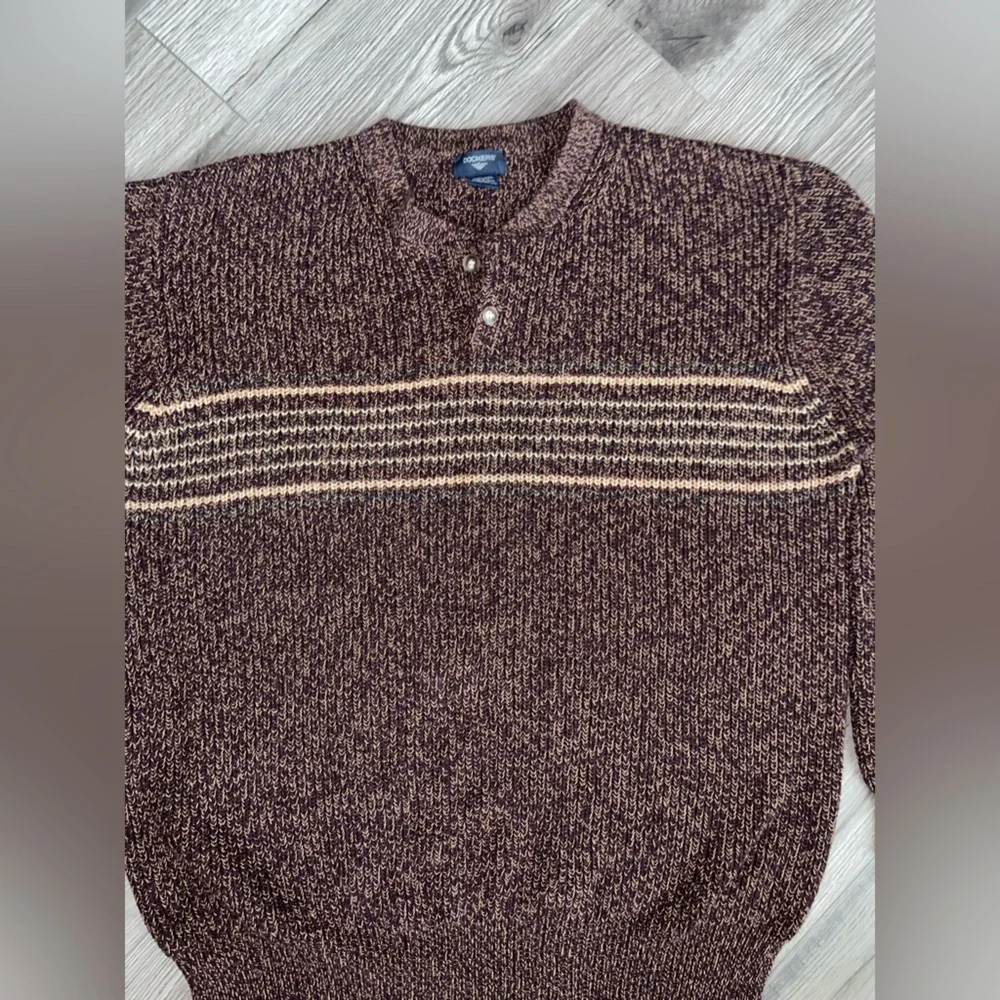 Vintage Dockers Brown 2‎ button Crewneck Sweater Size XLT